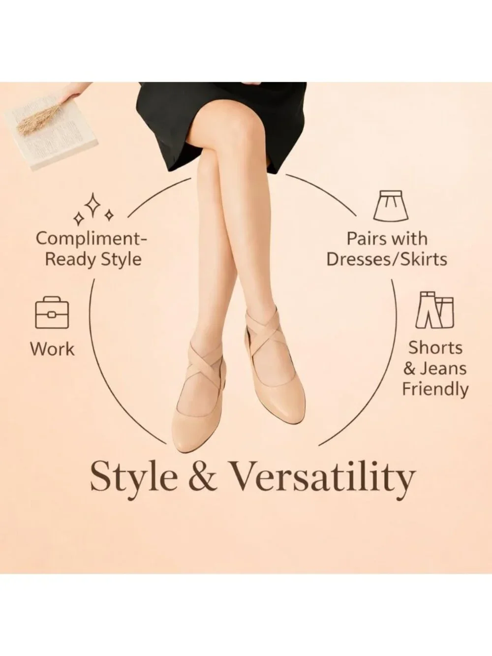 Women's Nude Foam Cushioned Closed Toe Criss Cross Elastic Strap Flat Shoes